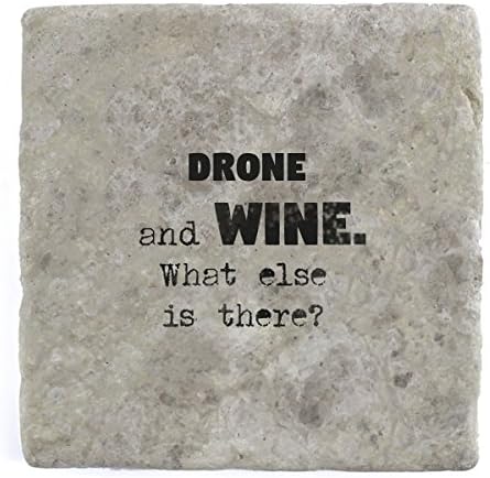Drone and wine what else is there? - Marble Tile Drink Coaster