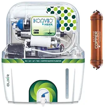 Konvio Neer Copper RO+UV LED+UF+ TDS Adjuster Water Filter and Purifier with High TDS Membrane (Green)