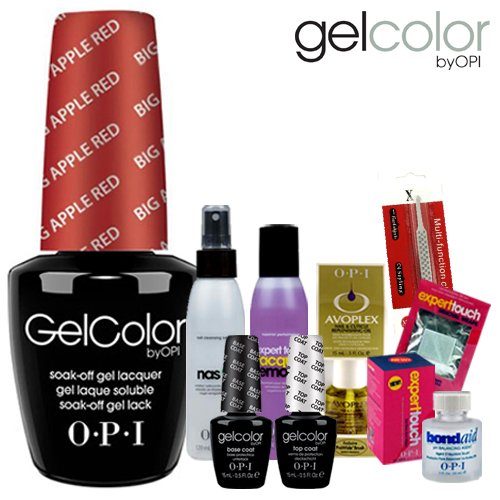 OPI Gelcolor 1 Colour Starter Kit - (COLOURS FROM THE ORIGINAL COLLECTION) Includes All Essentials - UK SELLER (Big Apple Red)