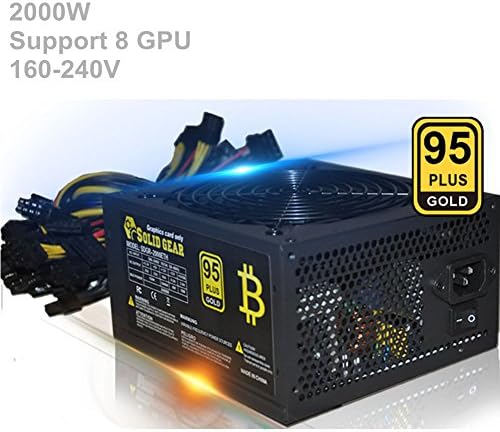 SATC 2000W ATX Mining Power Supply SATA IDE Support 8 GPU for ETH BTC Ethereum 95 Gold