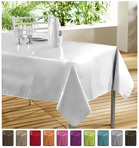 Rectangular Oilcloth PVC Wipe Clean Tablecloth 140cm x 240cm 55"x94" (Glossy White)