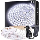 5 Metre Beyaz Şerit Led A&ccedil; Kapa Anahtarlı ve Adapt&ouml;rl&uuml; Sb-6556 (Beyaz, 500 Cm)