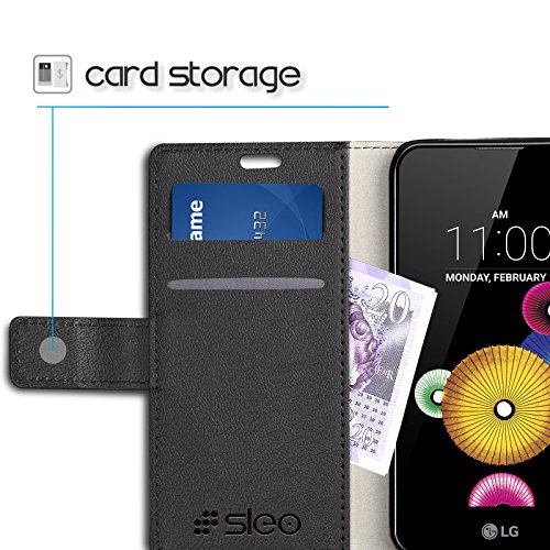 Funda LG K4 SLEO Cartera Carcasa Piel PU Suave Flip Folio Caja Super Delgado  Estilo Libro Soporte Plegable y Cierre Magn  tico  para LG K4 - Negro