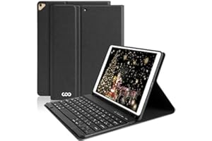 aMZCaSE Clavier Coque pour iPad 9/8/7ème Génération 10.2 inch 2021/2020/2019,Détachable Clavier Bluetooth sans Fil pour iPad 10.5 inch Pro 2017/2019 Air 3, Housse avec Pen Holder AZERTY (Noir)