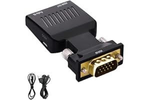Yiany Adattatore VGA a HDMI, 1080P, VGA maschio a HDMI, adattatore convertitore con cavo audio per computer, desktop, laptop, PC, PS3/4, monitor, proiettore, HDTV