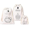 Potato Bag, Onion Bag & Garlic Bag 3 Pack Bundle Real Linen Cotton Blend Material | Food Sack Eco Product Vegetable Storage | Food Storage Bag | 30x40 cm