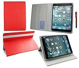 Funda tipo carpeta Emartbuy Alcatel OneTouch Pixi 3 10 Pulgada Tablet Universal (9-10 Pulgada) Rojo Prime PU Cuir Ángulo Múltiples Folio Exécutif Wallet Case Cover Grey con Tarjeta de Slots Interior + Rojo Stylus