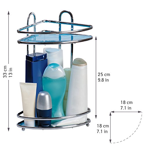 Tatkraft Kaiser mini Eckregal Zweireihig für Badezimmer 23X18X33.5H cm Stahl Verchromt