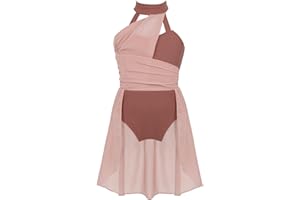 iEFiEL Vestito da Balletto Ragazza Abito da Ballo Lirico Contemporaneo Body Danza Classica Ginnastica Artistica Vestito Pattinaggio Artistico Jazz Danza Moderna Dancewear