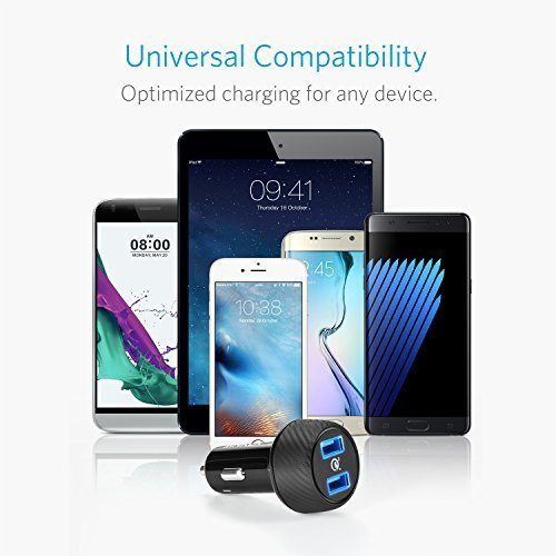 Anker PowerDrive Speed 2 39W Auto LadegerÃ¤t, 2 Port Kfz LadegerÃ¤t mit Quick Charge 3.0 und PowerIQ fÃ¼r Samsung Galaxy / Note/ S9, iPhone, iPad, HTC, LG, Smartphones, Tablets, Powerbank und mehr