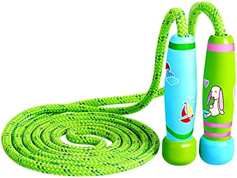 KONVINIT Skipping Rope with Colorful Wooden Handle for kids 102 inch Adjustable Jump Rope for Fitness And Fat Loss