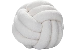 ‎RENXR RENXR Knotenkissen, rundes Ballkissen, 27,9 cm, Lammwolle, Knotenballkissen, Heimdekoration, handgefertigt, geknotet, Wurfkissen für Couch, Bett, Auto, Büro