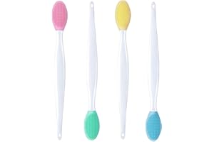 Lmyzcbzl Silicone Exfoliating Brush, 4 Pcs Double-sided Soft Lip Brush, Lip Brush Tool, Nose Blackhead Clean Lip Scrubber Tool, Double-Sided Lip Scrub Brushes