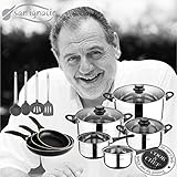 Una fantástica batería de cocina de 8 piezas, ambas con tapa de vidrio con válvula de escape para el vapor, de 3,3 y 5,6 Litros