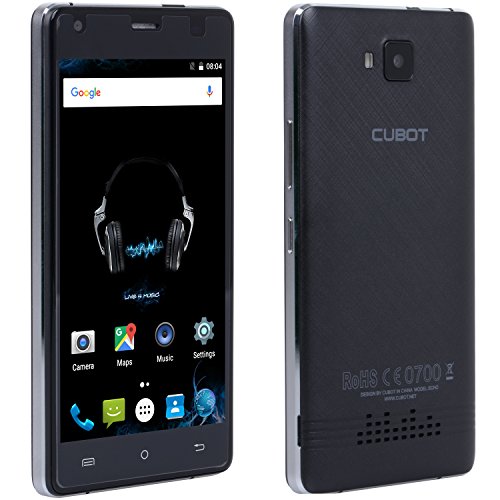 Cubot Echo Musik Smartphone 3G ohne Vertrag (5 Zoll (12.7 cm) HD Touch-Display mit Ultraharten Bildschirm und High-End Musik LeistungsverstÃ¤rker-Chip, 3000mAh Akku, 2GB Ram, 16GB interner Speicher, Android 6.0, Dual-SIM, 5MP Frontkamera / 13MP Hauptkamera) Schwarz [ Cubot Offiziell ]