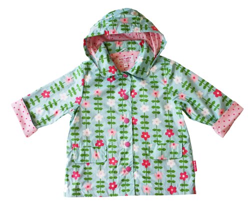 Toby Tiger Baby Girl's Flowers Raincoat Blue/ Pink 1 - 2 Years