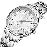 Automatische mechanische luxuri?se stahlgesch?ft herrenuhr, 100 m wasserdicht edle ultra dünne r?mische ziffer stilvolle mode klassische armbanduhr -B