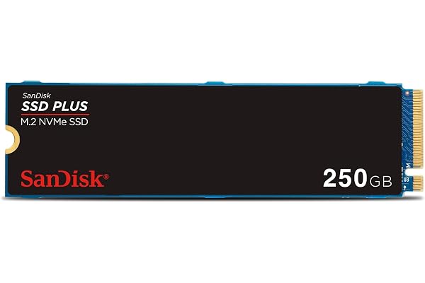 SanDisk SSD Plus 250 Go M.2 NVMe SSD, SSD interne, PCIe Gen 3, M.2 2280, installation facile, 3 ans