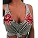 Produktbild Internet Damen V-Ausschnitt Applikationen Rose Print Camis Bluse (M, grau)