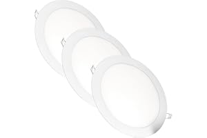Jandei – Pack x 3 Downlights LED Empotrable Redondo, 18W, 1500 Lúmenes, Extraplano 13 mm, Orificio de Montaje Ø200-205 mm, Blanco Cálido 3000K con Transformadores Incluidos