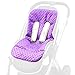 Pram INSERT, LINER & matching strap harness covers Universal (purple & cream)