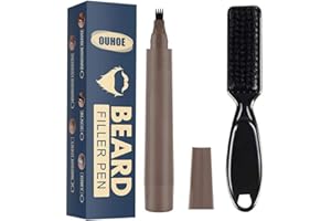 Yusat Beard Pen,Forked Four-Head Beard Filling Pen Kit,Beard Styling Pencil Filler and Beard Brush,Beard Styling Tool Beard Accessories for Men Long Lasting Coverage/Natural Finish Beard/Water Proof