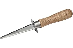COOK CONCEPT, KD0004, Coltello per ostriche in Acciaio Inossidabile con Manico in Legno di faggio, Design Elegante e Maggiore Sicurezza, Ideale per Frutti di Mare, Misura 20 cm, Colore Marrone