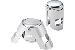 NETUME 2 Stück Sektflaschenverschluß - Sektflaschenverschluss Edelstahl, Flaschenverschluss Weinverschluss Champagner Verschluss, Sektverschlüsse Sekt Flasche Champagne Verschluss Sektverschlus(Silber)