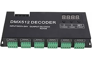 FAFEICY Decodificador DMX de 24 Canales Controlador de Atenuación RGBW DMX512 Controlador LED para Barra de Escenario DC5V-24V