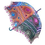 sombrilla indiana Fabricado en India. Sombrilla 65cm con bordados espejo colorida algodón Paraguas