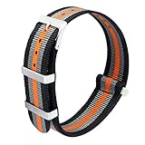 AUTULET Herren Nylon Uhrenarmband Schwarz Und Orange 22mm