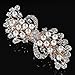 Remedios Crystal & Pearl Fan-Shaped Barrette Bridal Wedding Flower Hair Clip, 47C (Ivory & Silver)