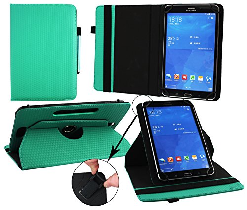 Emartbuy® Alcatel One Touch Pixi 3 ( 8.0 ) 4G 8 Zoll Tablet Universal ( 7 - 8 Zoll ) Gepolsterte Design Emerald Grün 360 Grad rotierende Stand Folio Geldbörse Tasche Hülle + Türkis Eingabestift
