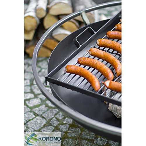 Feuerschale auf Fuß + Grill Stahl, 70 cm - 2