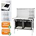 Produktbild Multifunktionale Campingküche mit 2 Fächern und Spülbecken, separates Hängeregal + extra Windschutz, Farbe: grau
