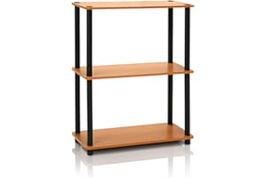 Furinno Turn Présentoir à Étagères Polyvalentes à 3 Niveaux, Cerisier Clair/Noir