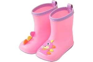 OBiQuzz Children's Girls Wellington Boots 20 - Long Shaft Rain Boots Cute Cartoon Boots Rain Shoes Lightweight Waterproof Kids Non-Slip Boat Shoes Unisex Rain Boots Toddler Boys 1-9 Years