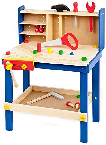 34 Piece Children Wooden Tool Work Bench Table &amp; Tools Toy / Toys Game Play Kids Childrens Child Toddler Baby Cool Activity Educational Creative Fun Special Unique Devlopment Developmental Friends Boys Girls Present Latest Newest Learning Outdoor Indoor Room Home House Easy Coolest Hands Smart Motoric Classic Constructions Preschool Popular Large Little Small Big