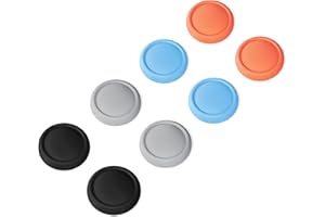 PlayVital Capuchon pour Nintendo Switch 2 Joycon Accessoires,Caps Joystick pour Switch 2 2025 Boutons Protection,Thumbstick Grip Cover de Stick Analogique-Noir & Gris & Bleu & Orange，8PCS