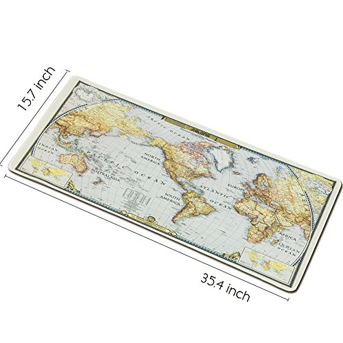 JIALONG Schreibtischunterlagen Weltkarte XXL Gaming Mouse Pad Maus Matte 90x40cm Riesen Mauspad No-slip Rubber Base für PC Laptop und Computer - 7