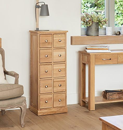 Baumhaus Mobel Oak Multi-Drawer DVD / CD Storage Chest