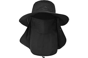 ehsbuy Fischerhut Herren Breiter Krempe Mesh Tropenhut Safari Hut Faltbar Sonnenhut mit Gesichtsbedeckung Nackenklappe