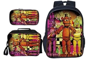 Jilijia Five Nights Game Backpack Sundrop Moondrop Student Bag Security Breach School Bag Fnaf Shoulder Bag Pencil Bag 3pcs Set
