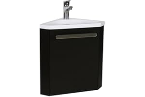 MOB-IN Mob in Skino - Lavamanos de esquina con lavabo de resina, color negro