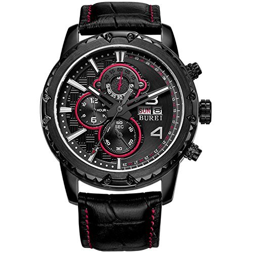 BUREI Herren Armbanduhr Chronograph Leder schwarz BM-7011-C06EH BUREI Herren Armbanduhr Chronograph Leder schwarz BM-7011-C06EH