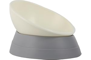 JWPC Bulldog Bowl Anti-Slip Dog Cat Dish Detachable Rubber Dog Bowl Pet Sterile Tilted Pet Feeder Slope Bas (Grey, 2 Cup (Small/Medium Dog))