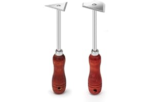 ZHAOYAO 2 PCS Combination Paint Shave Hooks, Coolrunner Heavy Duty Stainless Steel Multi-Faceted Triangular Paint Remover Tool with Wooden Round Handle
