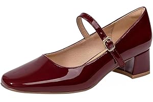 Minetom Femmes Mary Jane Élégant Fête Soirée Mariage Ballerines à Talon Bloc Confortable Escarpins Chaussures avec Boucle