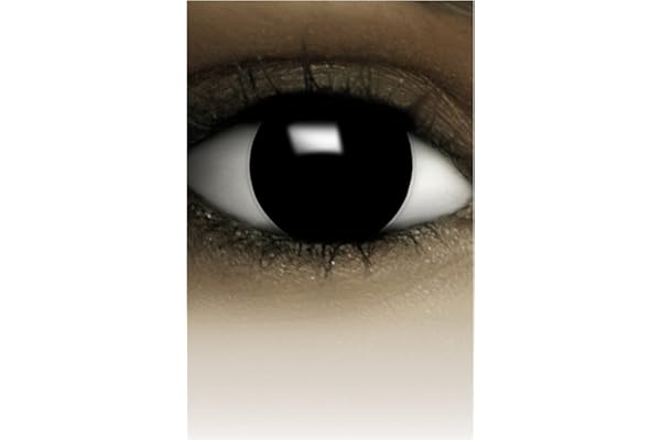 FXCONTACTS Lentilles de Contact Halloween Noir – Motif Sclera, Sans Correction, 1 Paire (2 pcs), Accessoire de Déguisement – Noir Intense