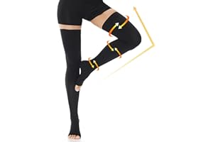 Beister Bas de Compression Médicale à Bout Ouvert, 20-30mmhg Niveau 2 Longues Bas de Compression pour Femme & Homme, Silicone Pointillé Antidérapant, Soutien Progressif, pour Les varices, l'œdème